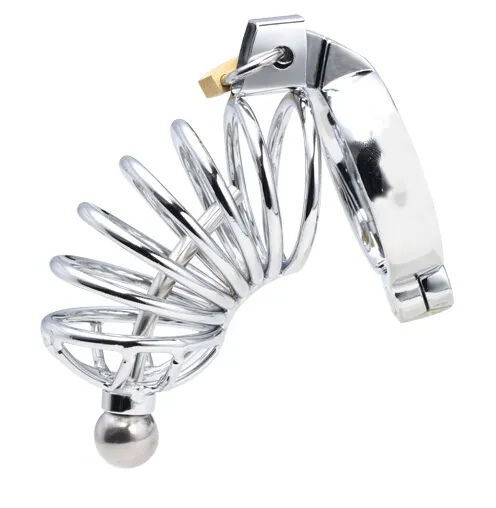 Male Chastity Cage Urethral Catheter Stainless Steel Chastity Belt Bondage Fetish Sex Toys Cage Device SM637-L