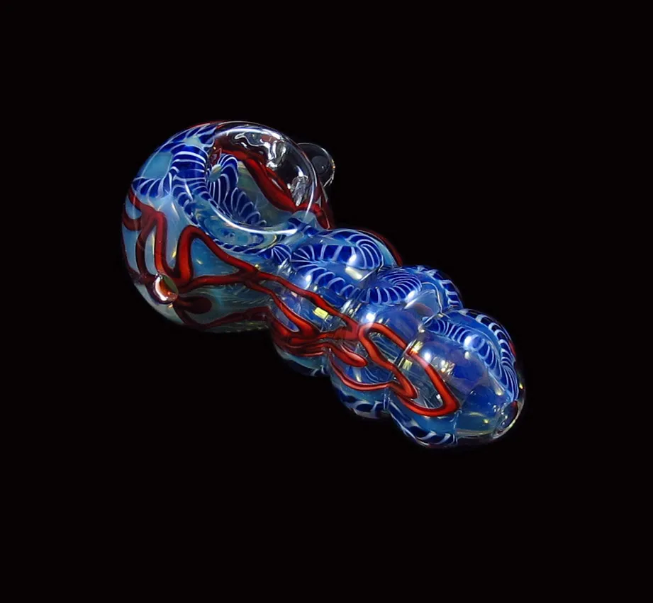 WSC-1023 glass smoking pipes colored spoon pipe hand pipe 90MM