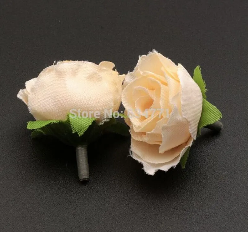 Beige Color Tea Rose Flower Head Artificial Flowers Flower Arrangement Wedding Decorating 3cm2213886