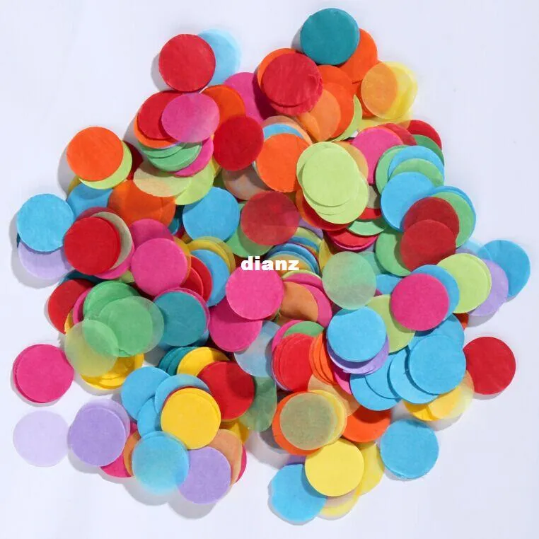 Nuovo arriva 1 pollice (2,5 cm) 3000 pezzi / lotto Coriandoli per feste Matrimonio Compleanno Confetti Baby Shower Coriandoli Carta velina Coriandoli Taglio rotondo KD1