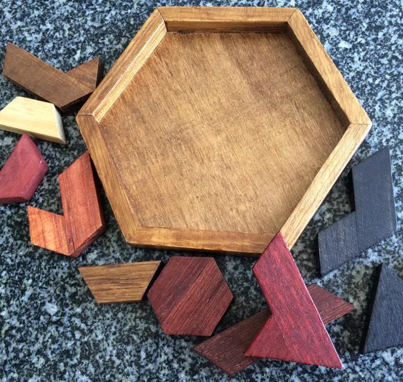 Puzzle bambini Giocattoli in legno Tangram Jigsaw Board Forma geometrica Allenamento Brain IQ Giochi Puzzle Giocattoli educativi bambini Regalo di Natale