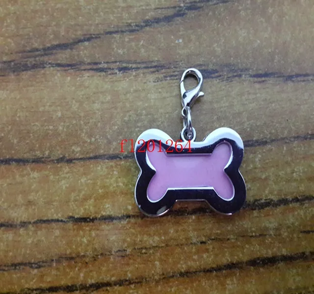 32x20mm Pet Collar ID Tag Dog Name Tag Rhinestone Bone Shaped Doggie Puppy Crystal Photo Frame