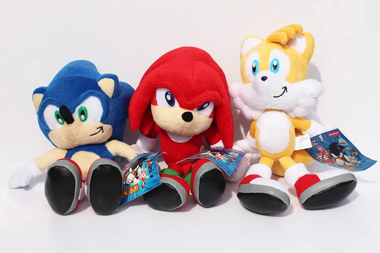 установите новое прибытие Sonic The Hedgehog Sonic Tails Knuckles The Echidna фаршированные плюшевые игрушки с меткой 9 23 см Shippng282j