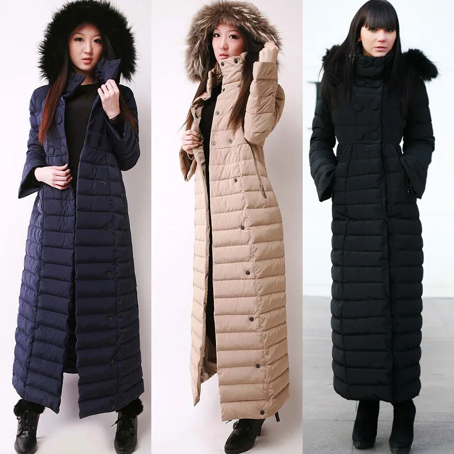 Högkvalitativ vinter super varm mantel kvinnor ner dubbelbrast av löstagbar hatt pockest långärmad ankellängd damer parkas 3 c5408432
