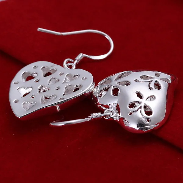 Boucles d'oreilles coeur tordu vide en argent sterling neuf DFMSE217, boucles d'oreilles pendantes en argent 925 pour femmes es beaucoup usine