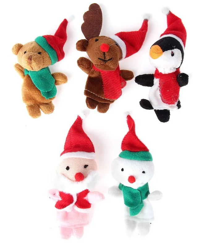 Hot Sale Christmas Finger Puppets Holiday Stocking Stuffers Party Favors Velvet Toy Doll hand puppets 