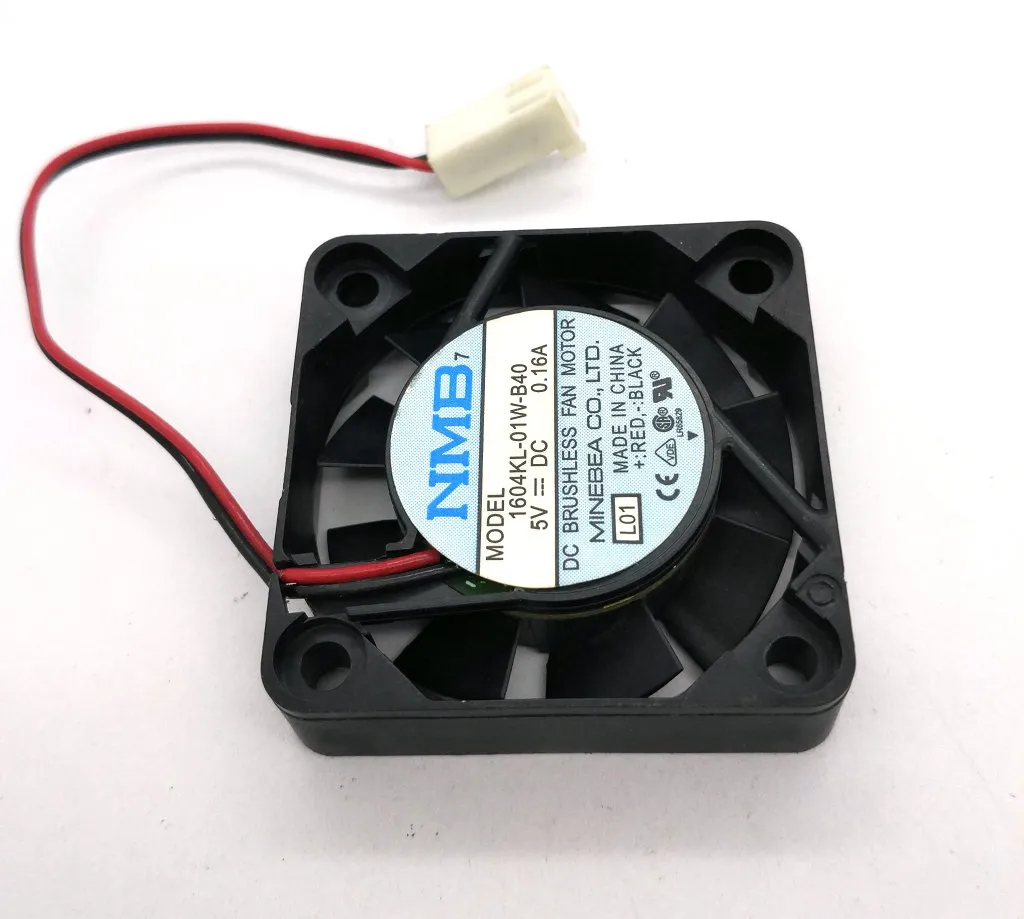 Original NMB 1604KL-01W-B40 40*40*10MM 5V 0.16A 4cm 2 Lines Computer harddisk cooling fan