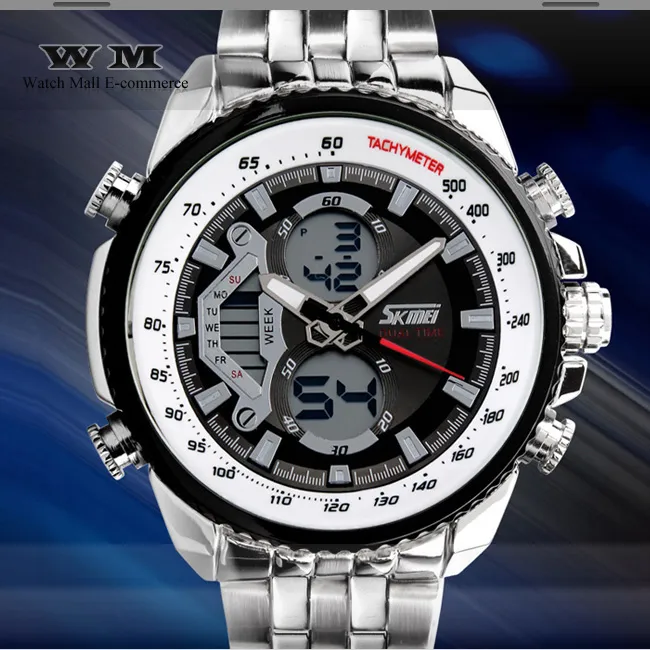 Luxe Full Steel Watch SKMEI 0993 Mannen Sporthorloges LED DiAplay Multifunctionele Militaire Horloges