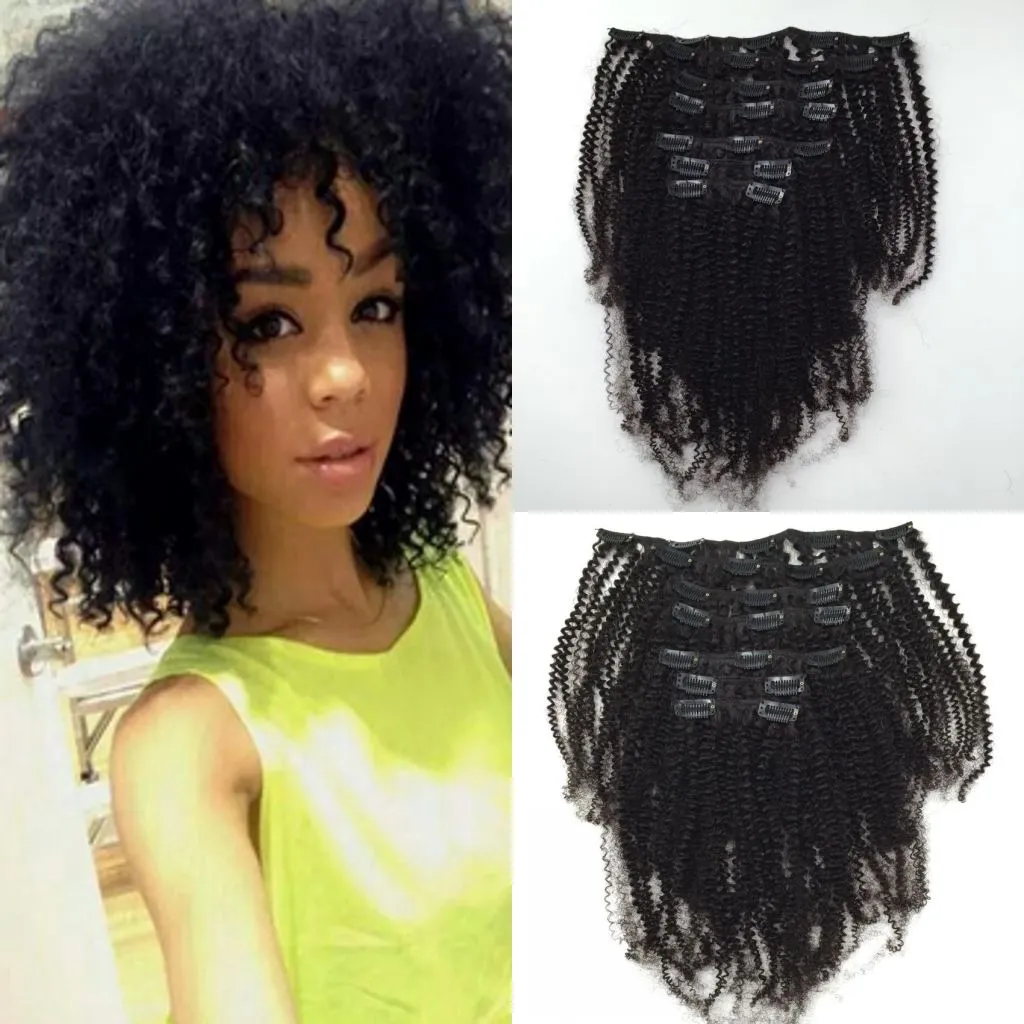 Mongolian Afro Kinky Curly Clip In Human Hair Extensions African American Clip In Human Extensions For Black Women Clip Ins