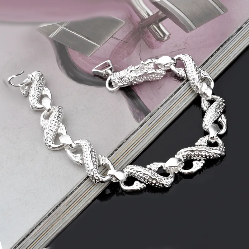 Livraison gratuite avec numéro de suivi Top vente 925 Bracelet en argent petit Dragon blanc bracelet bijoux en argent 10 pièces1530