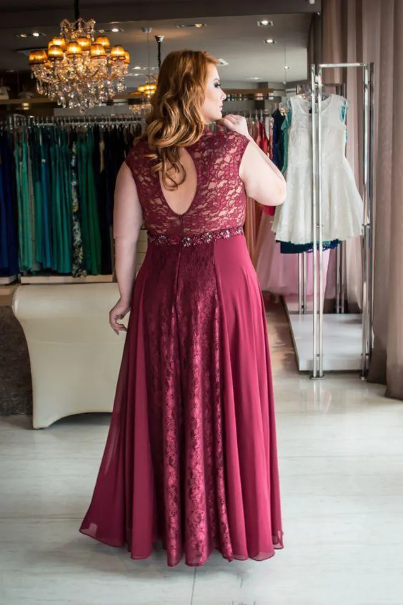 Plus Size Evening Gown Dress Red Wine Lace Vestidos De Fiesta Hollow Back  Burgundy Prom Dresses For Fat Women From Newdeve, $112.53