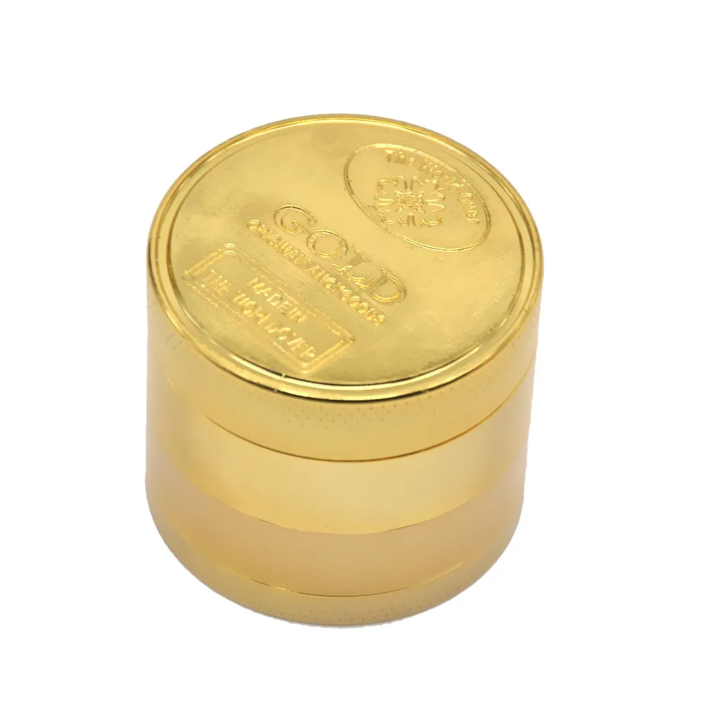 1 X High Quality with Pollen Catcher GOLD Zinc Alloy Metal Herb Grinder Cigarette Grinder Tobacco Spice Crusher