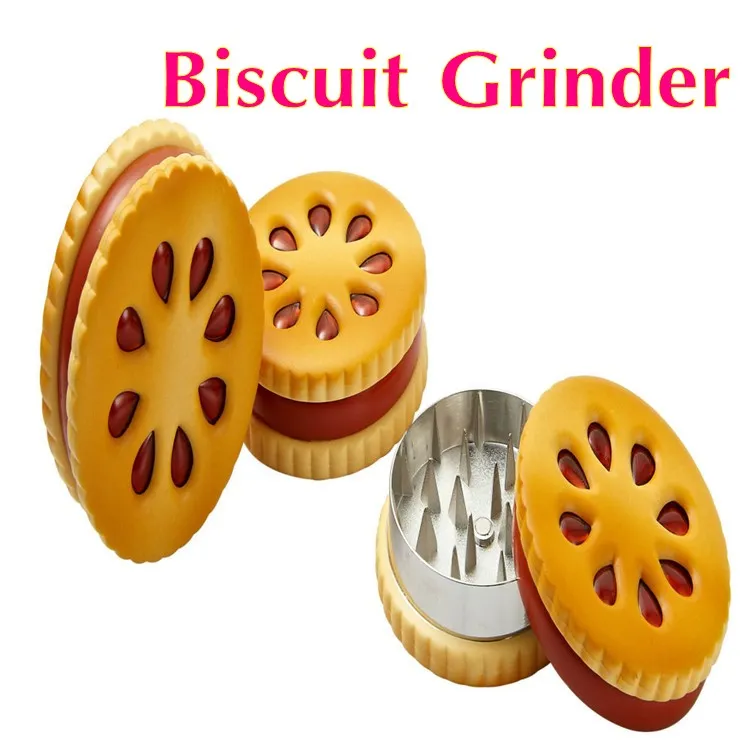 2021 Nouveau 55mm Fumer Cookie Forme Biscuit MetalGrinder Tabacco Crusher broyeur d'herbes de tabac en métal pour fumer DHL gratuit