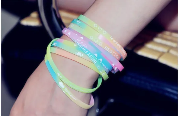 crazy selling Silicone bracelet, luminous SPORTS BRACELET,Fluorescent color Wristband, female multi color bracelet, DHL 