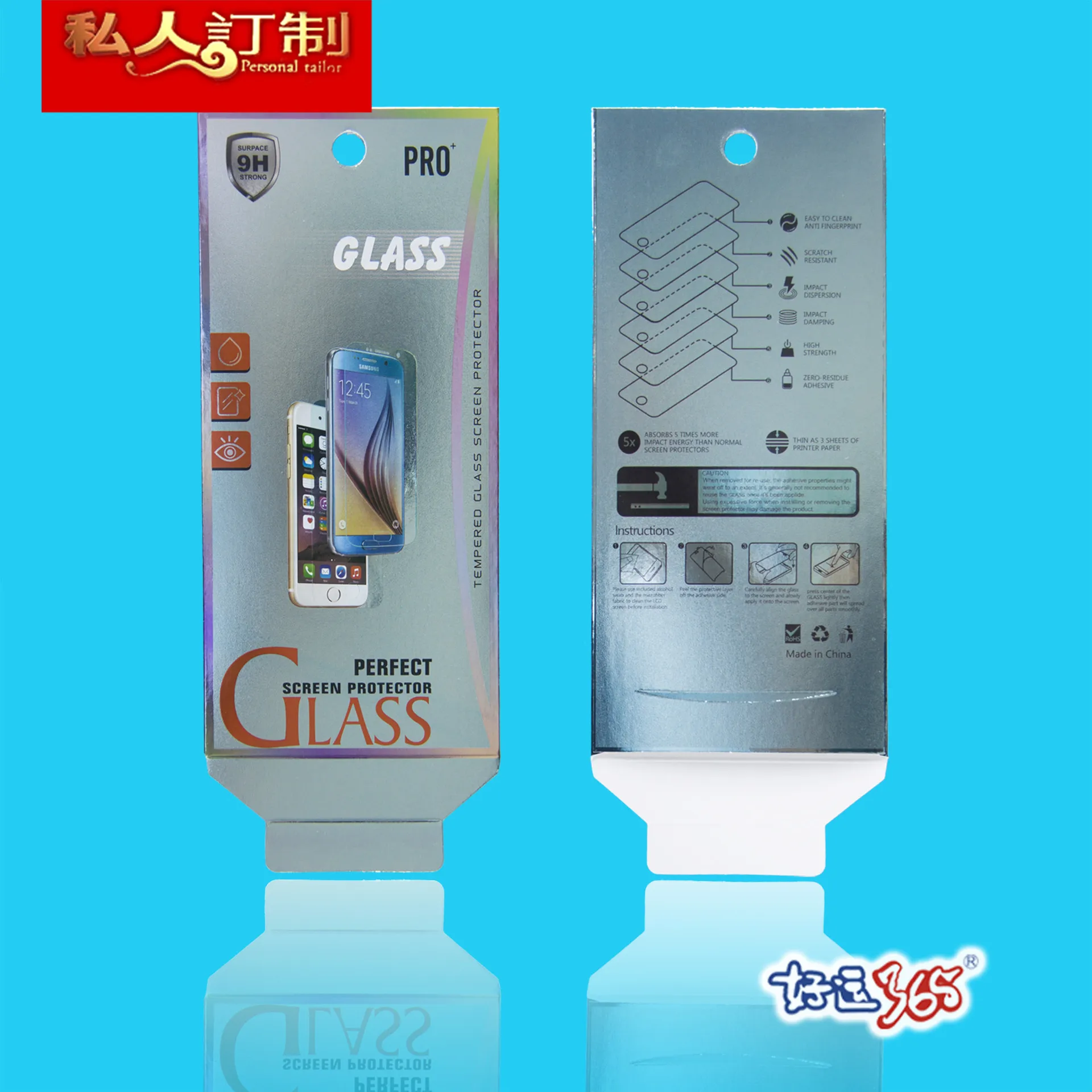 protetor de tela de vidro temperado filme blindado caixa de pacote de varejo de papel colorido com interior para iphone 6 6s 5 5s samsung s6 s3 s5 s4