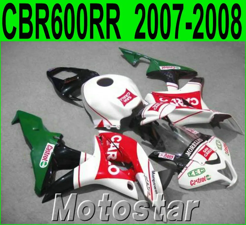 CBR600RR 07 HONDA plastik kaporta kiti kalıp Enjeksiyon 08 grenaj CBR 600 RR F5 2007 2008 beyaz yeşil kırmızı motobike LY72 set