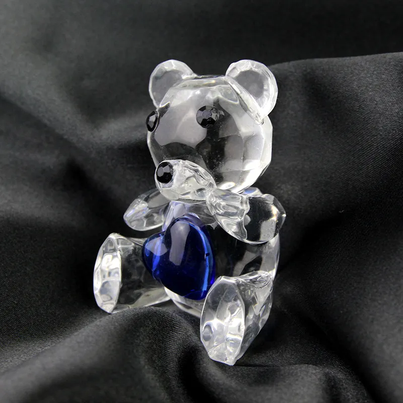 Baby Shower Favors Choice Crystal Collection Teddy Bear Figurines -Blue Crystal For Boy+