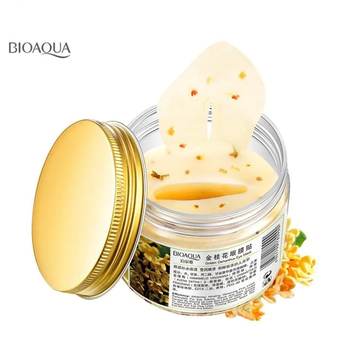 BIOAQUA Gold Osmanthus Mascarilla para los ojos Gel de colágeno Proteína de suero Parches para dormir Eliminar el círculo oscuro Mascarilla hidratante para los ojos