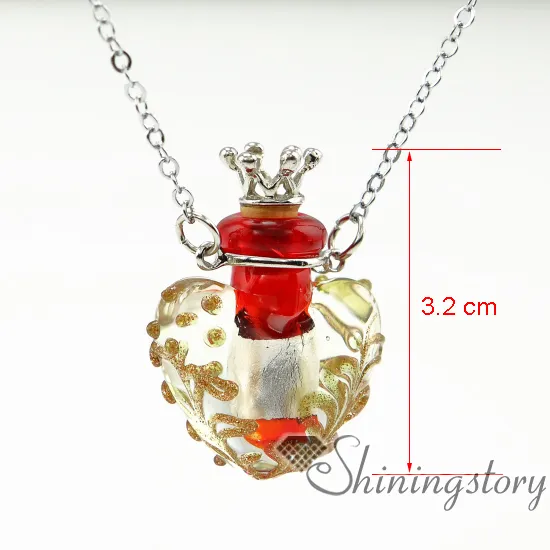 coeur diffuseur médaillon colliers d'aromathérapie bijoux essentiels flacon en verre pendentif collier petites bouteilles de parfum collier diffuseur en gros