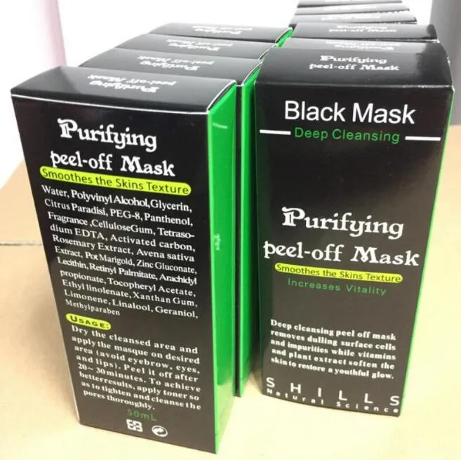 Hot Blackhead Rimuovi maschere facciali Pulizia profonda purificante Peel Off Black Nud Facail Face Black Mask