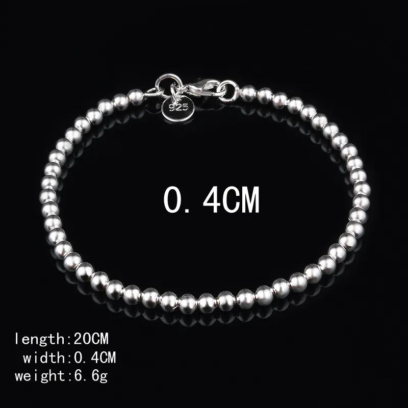 Livraison gratuite avec numéro de suivi Top vente 925 Bracelet en argent 4 MM perles Bracelet bijoux en argent pas cher 1795