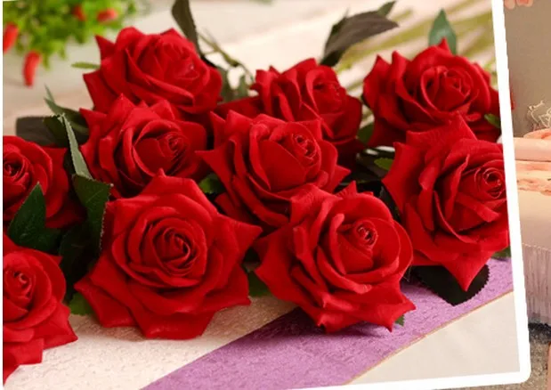 Hot Sales Single Flannelette Rose Simulation Silk Blommor Hem Party Bröllop Dekoration Vinkel av Alla hjärtans dag Present Partihandel Fah002