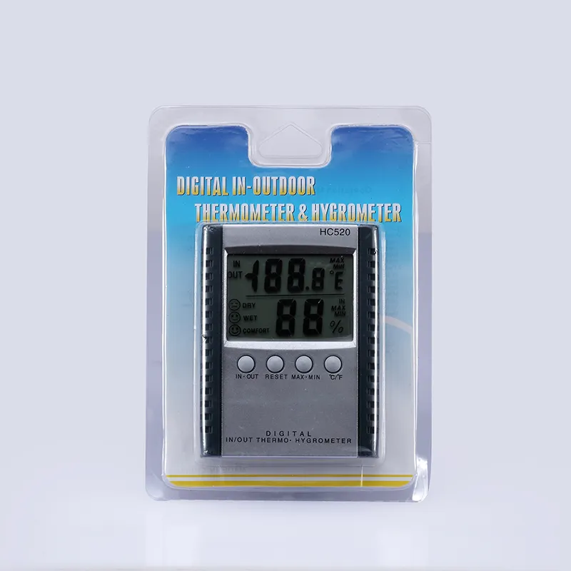 Termometr cyfrowy Higrometr Temperatura Miernik wilgotności do kryty Outdoor LCD Wyświetlacz HC520 w pakiecie detalicznym 50 sztuk / partia