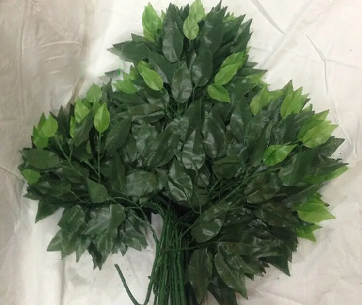 60 pcs 55 cm Longueur Feuille D'arbre Vert Feuilles Branche Soie Artificielle Pour La Décoration De Bureau À Domicile De Mariage