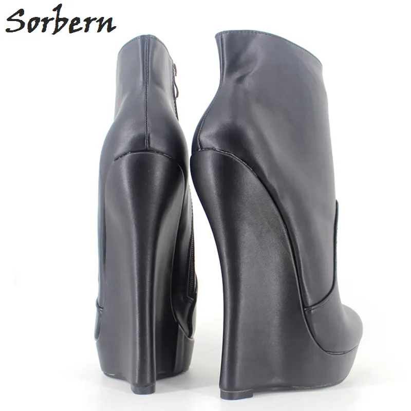 Sorbern Custom Boots Fetish Stallion Horse Hoof Sole Ankle Boots With Zip BDSM Platform Rock Star Night Club Goth Punk Hi Heel Boot