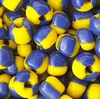 Nuovo modello a strisce di stile Seme di vetro Perline di vetro opaco Gioielli fai da te perline di circa 4mm perline blu/giallo