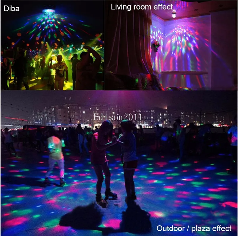 LED Mini E27 3W Party Light Disco Stage Lighting RGB Colorful Rotating lamp Magic Ball Bulb