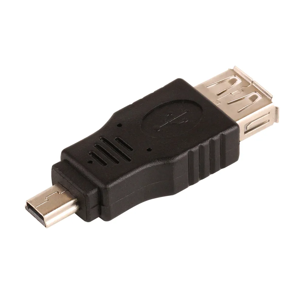 Darmowe Shippping 100 sztuk / partia Czarna Kobieta USB 2.0 A do Male Mini 5 Pin B Adapter Converter Kabel USB do MP3 MP4 Hurtownie
