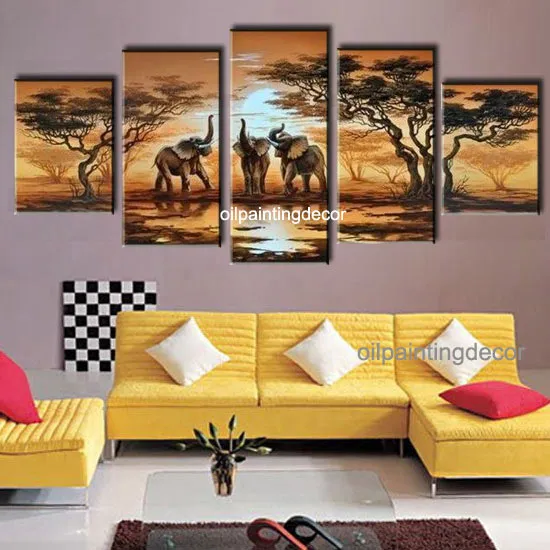 Handmade Abstract Art Oil Picture Sunset Landscape African Paintings On ...