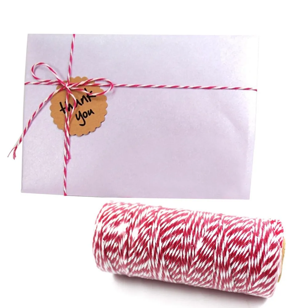 Gros-100Yard / rouleau Beaucoup de couleurs Cotton Bakers Twine Stripe Line pour la fête de mariage Favor Gift Craft Package Supplies