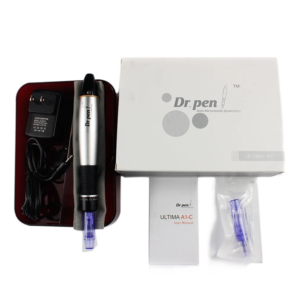 Nyaste DR Pen A1-C 5 Nivåer Speed ​​Wireless Dermapen Electric Microneedle Justerbara Nållängder 0,25 mm-3,0mm