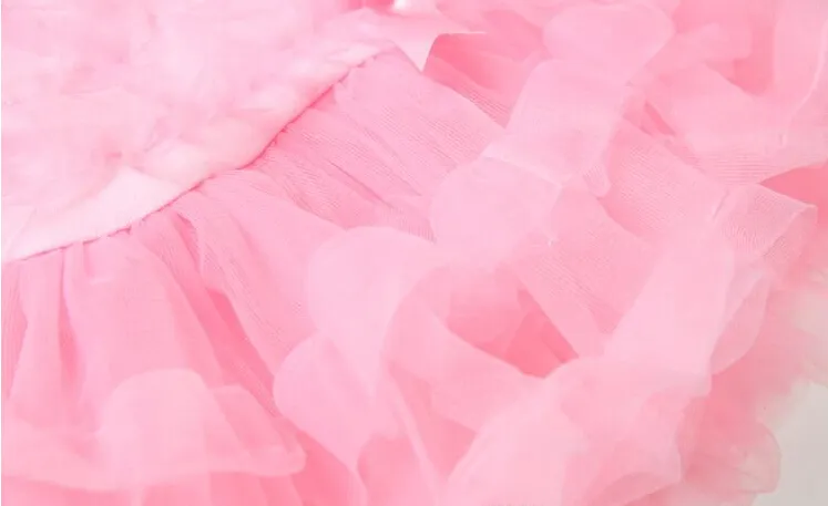 Новые розовые девочка-одиноки кружева TUTU платья новорожденного младенца цветы мода летние наборы коммутаров и повязки детский костюм