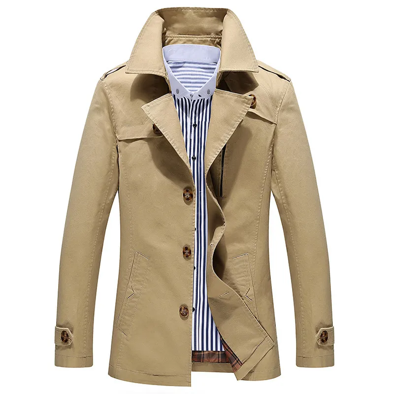 Hommes Trench Coats Vente en gros - Hommes Manteau Mode Style Britannique Marque Vêtements Coupe-Vent Veste D'hiver Homme Slim Imperméable Survêtement