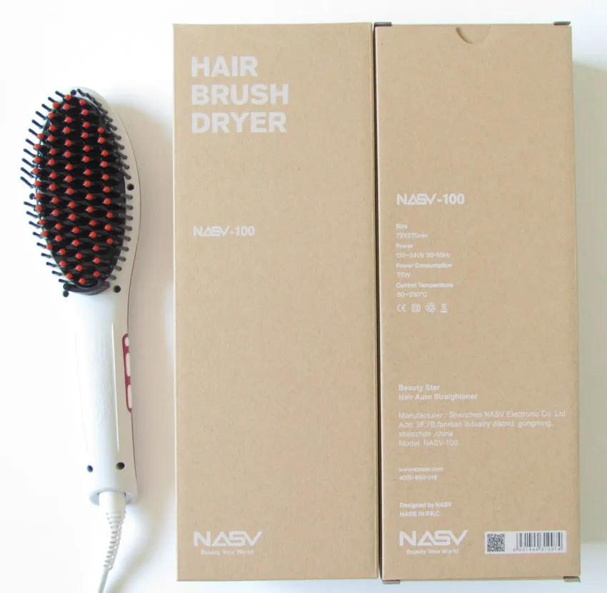 新しい美しいスターNASV LCDヘアブラシ乾燥機電気デジタルヘアストレートナーツールヘアストレートコムカラーセットDHL