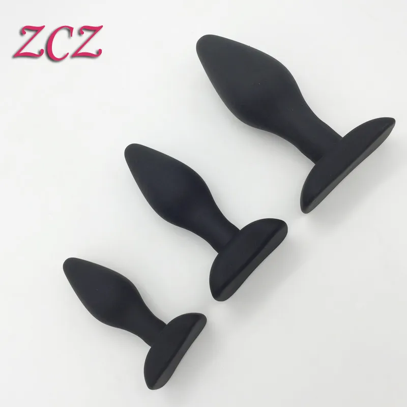 100% Real Photo 3pcs/lots Sex Product Erotic Sex Toy Small/Medium/Big size Unisex Black Silicon Anal Butt Plug for Couple SX190c