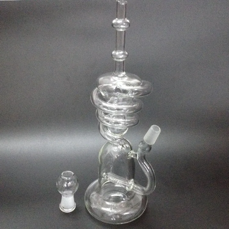 bongs water pipes Recycler hookahs spiral tall recycler rig with inline perc rig glass new glass bongs for smoking glass pipes