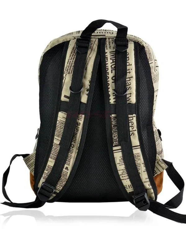 Yeni moda vintage moda kızlar Stuntents tuval backpack gazete haritası bayrağı tasarımı baskılı okul çantası unisex omuz çantası dışarısı1852270