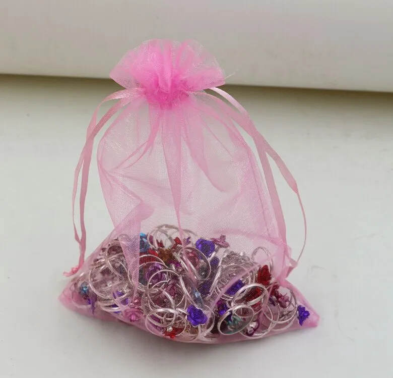 ホットセール！ pink with Drawstring Organza Jewelryギフトポーチバッグ結婚式のためのビーズジュエリー7x9cm、9x11 cm .13x18 cmなど。