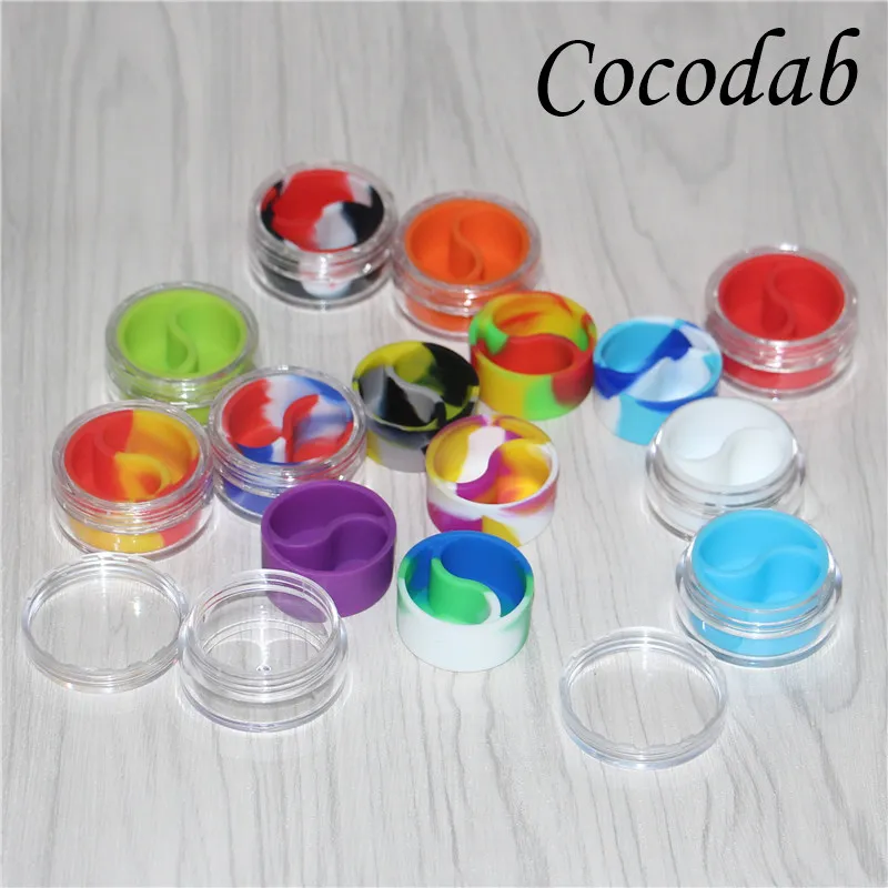 10ml Clear Acrylic Silicone Wax Jar Koncentratbehållare Nonstick Silikon Dab Hash Olja Dry Herb Storage Jars 100 Matkvalitet Silikonbox