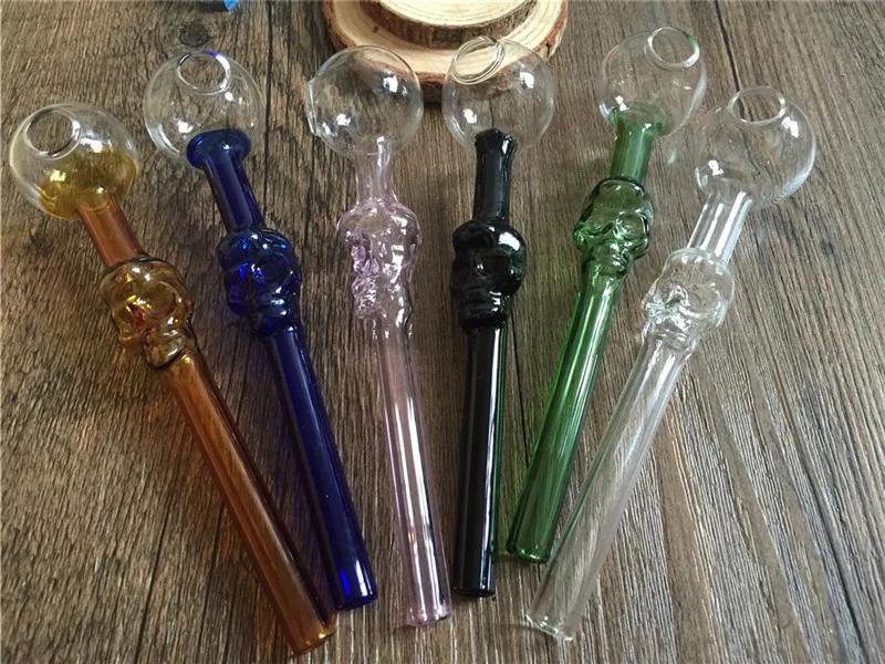 hoge kwaliteit glas olie brander pijp roken pijpen rechte hand geblazen recycler beste 12cm 30mm bal schedel glazen tabakspijpen Gratis verzending