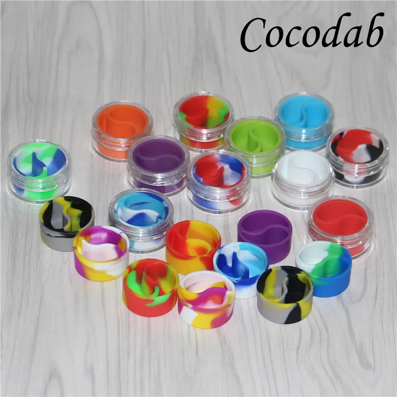 10ml Clear Acrylic Silicone Wax Jar Koncentratbehållare Nonstick Silikon Dab Hash Olja Dry Herb Storage Jars 100 Matkvalitet Silikonbox