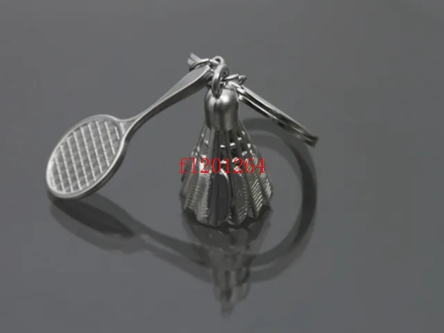 O envio gratuito de 100 pçs / lote Super cool Metal 3D Raquete de Badminton Badminton chave cadeia chaveiro chaveiro anel chave