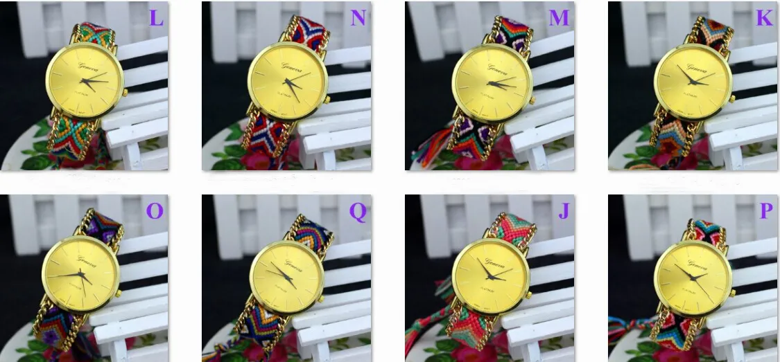 DHL에 의해 새로운 수제 꼰 제네바 시계 친선 팔찌 시계 손으로 짠 시계 숙녀 Quarzt 시계 색상