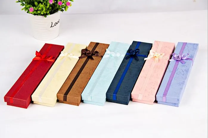 4*21*2cm Jewelry Necklace Bracelet Watch Gift Case Box 24pcs/lot Color optional 12 a pack Single color packaging shipped