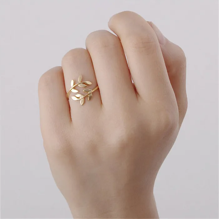 美しい葉リング植物クラスターリング女性用 18K ゴールドメッキ