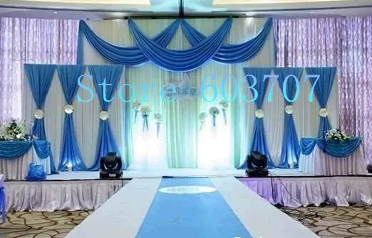 1PCS Free Shipping Various Style Drapes Swag Colorful 3m*6m Ice Silk Backdrop Curtain For Wedding Decoration Use